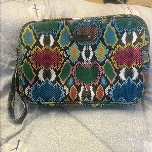 Nicole Miller Multicolor Snake Print Wristlet Clutch